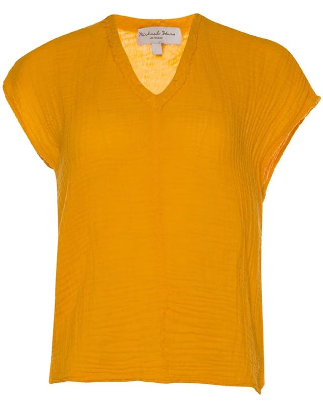 NWOT Michael Stars M Draya V-Neck Gauze Top Short Sleeve 114967