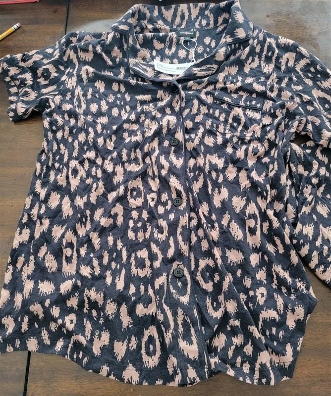 NWT Cosabella Bella Short Sleeve Top & Pants Pajama Set Mando Leo 115034