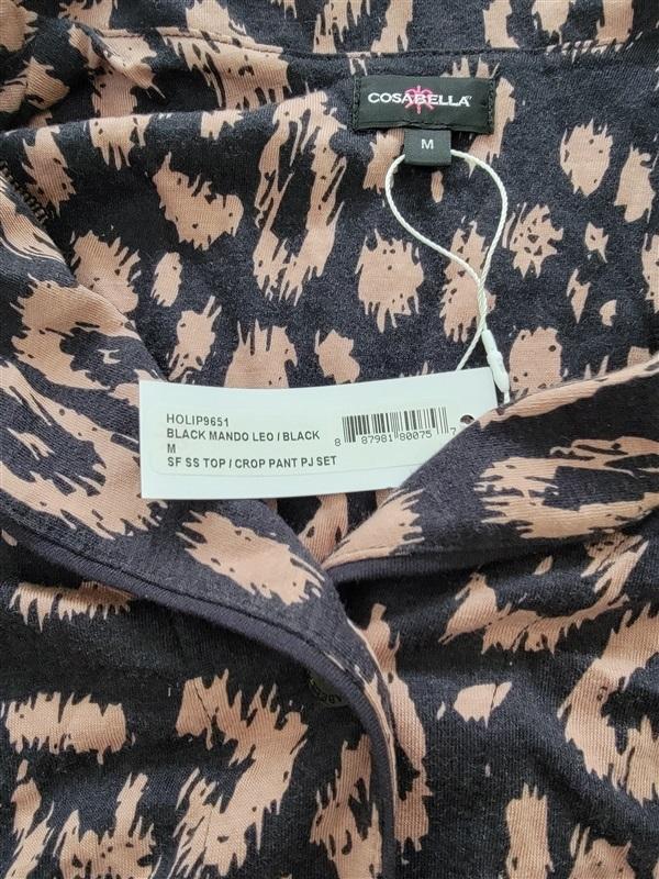 NWT Cosabella Bella Short Sleeve Top & Pants Pajama Set Mando Leo 115034