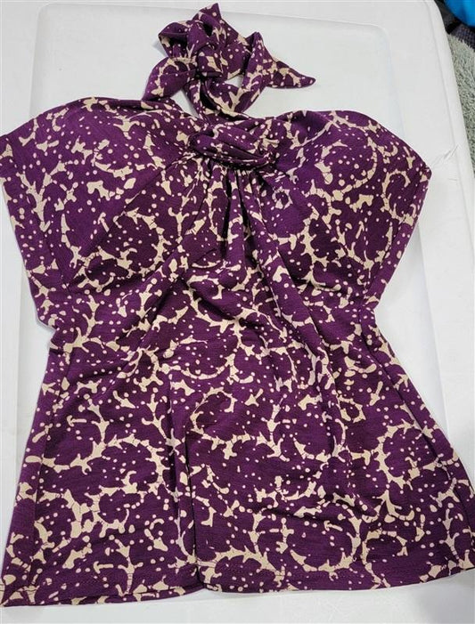 NWOT Robin Piccone M Solid Purple Halter Bandeau Tankini Swim Top 115050