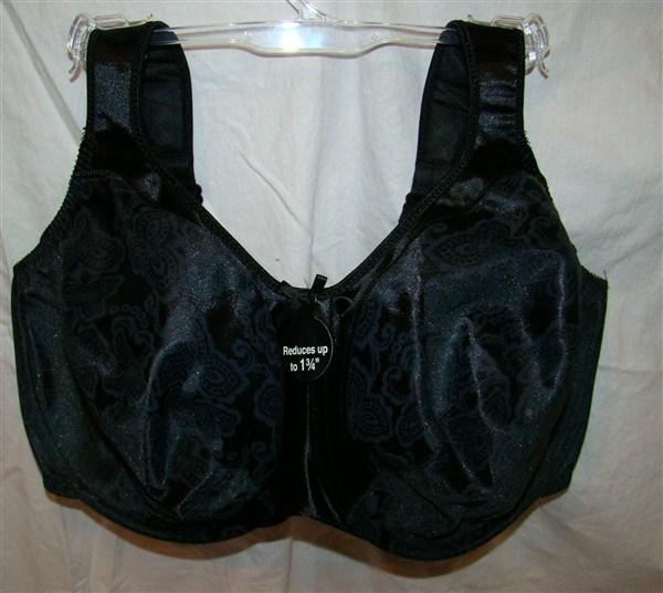 NWT Bali 42C Satin Tracings Minimizer Bra Black 3562 115073