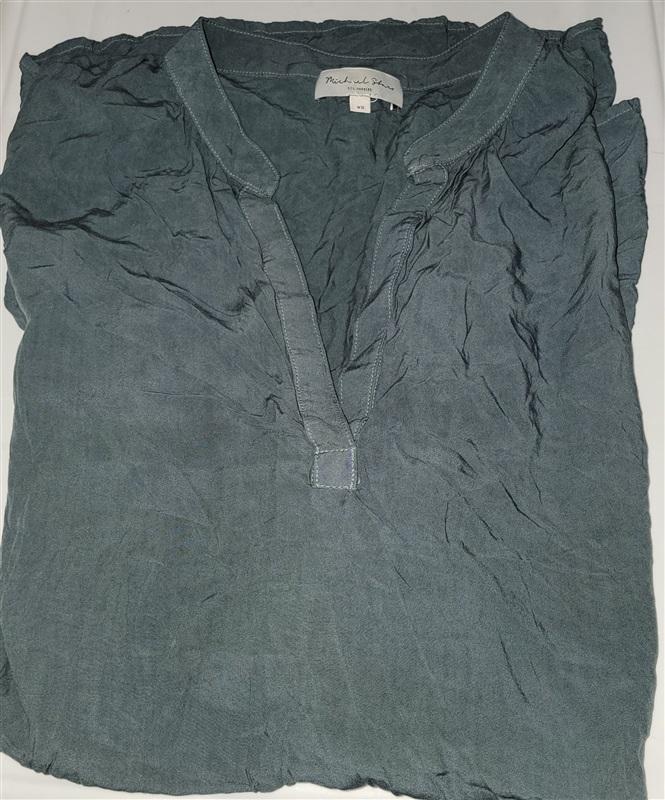 NWOT Michael Stars XS 3/4 Sleeve Split Neck Tunic Blue Gray 115103