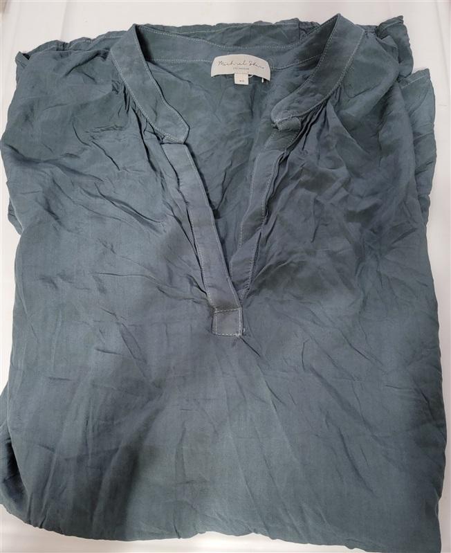 NWOT Michael Stars XS 3/4 Sleeve Split Neck Tunic Blue Gray 115103