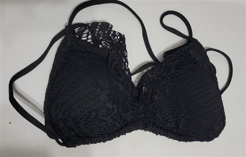 NWOT Ralph Lauren Butterfly Lace XS Black Halter Triangle Bikini Swim Top 115114