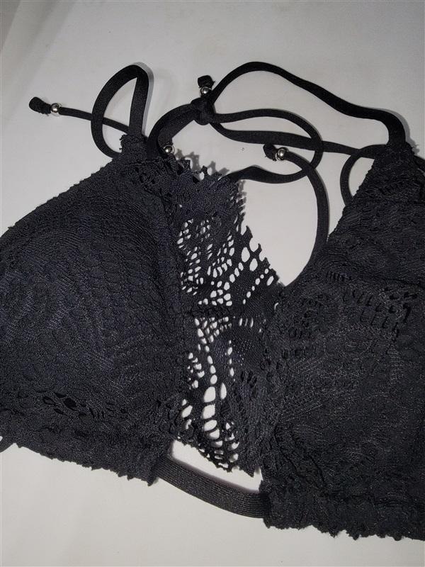 NWOT Ralph Lauren Butterfly Lace XS Black Halter Triangle Bikini Swim Top 115114