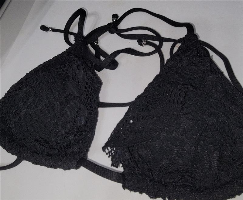 NWOT Ralph Lauren Butterfly Lace XS Black Halter Triangle Bikini Swim Top 115114
