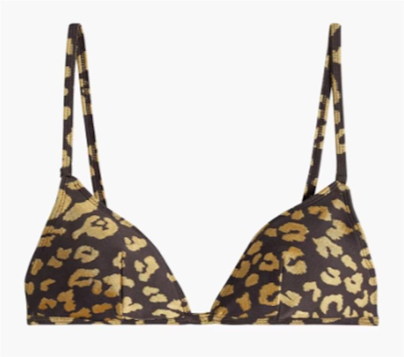 NWOT Solid & Striped S The Lulu leopard-jacquard triangle bikini top 115124