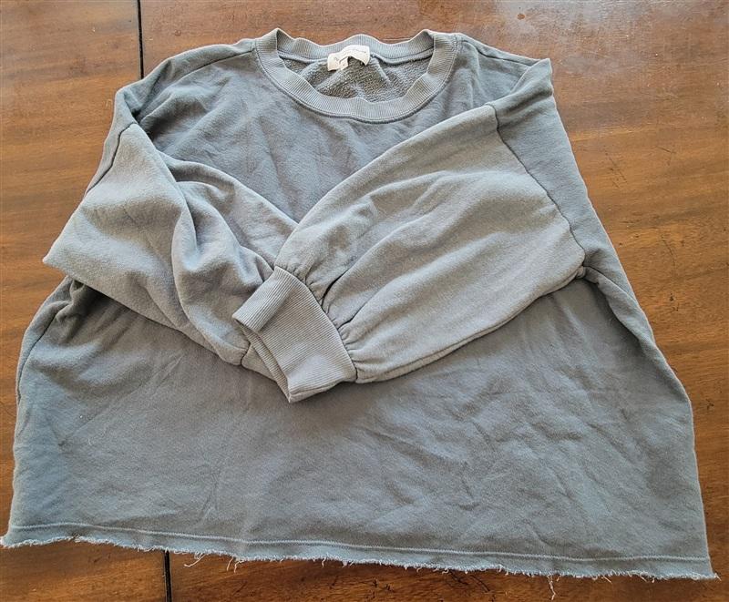 NWOT Michael Stars S Teal Blue Gray Crop Sweatshirt 115139