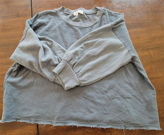 NWOT Michael Stars S Teal Blue Gray Crop Sweatshirt 115139
