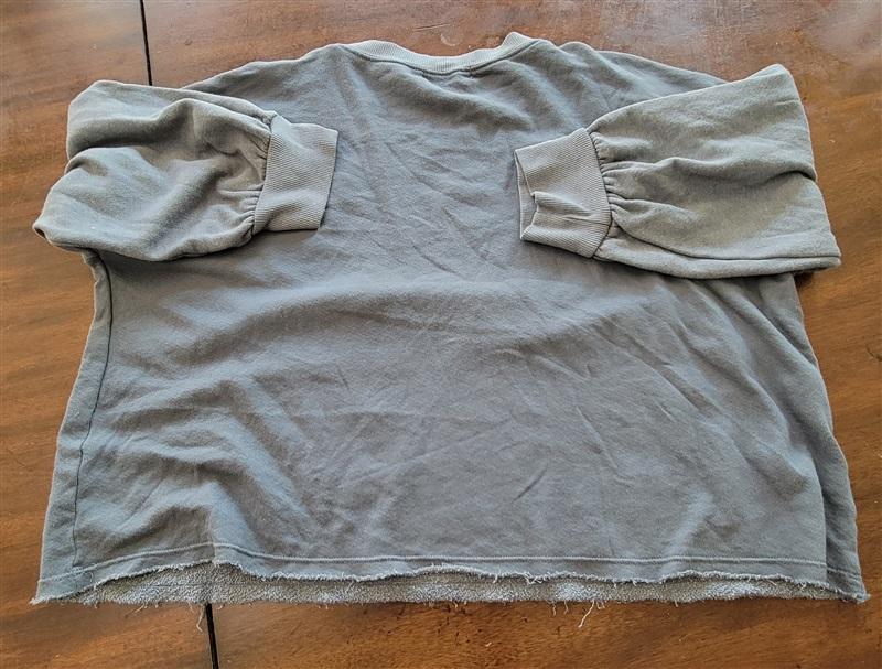 NWOT Michael Stars S Teal Blue Gray Crop Sweatshirt 115139