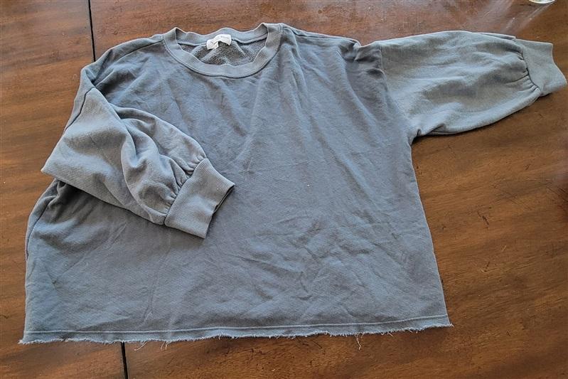 NWOT Michael Stars S Teal Blue Gray Crop Sweatshirt 115139