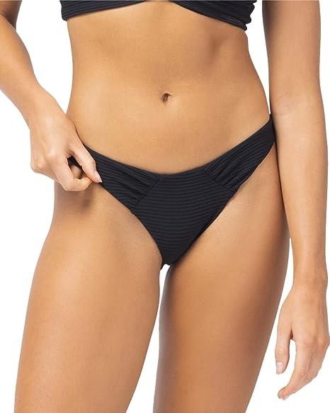 NWT L*Space L Sol Bikini Swim Bottom Black Ribbed 115158