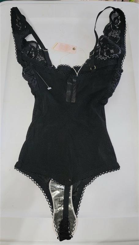 NWT HAH Intimates xs Bridal lace Thong Bodysuit Black 115169