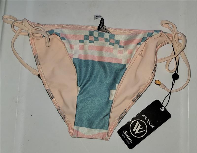 NWT WILDFOX M Aztec String Bikini Bottoms Swim Blue Pink 115170