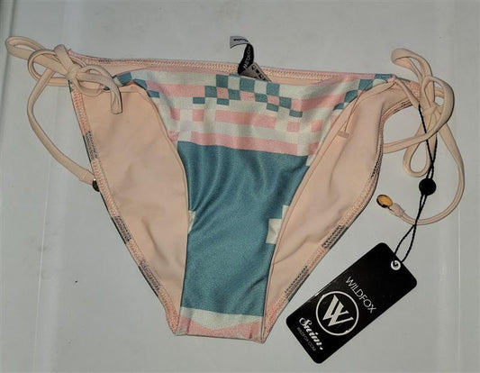 NWT WILDFOX M Aztec String Bikini Bottoms Swim Blue Pink 115170