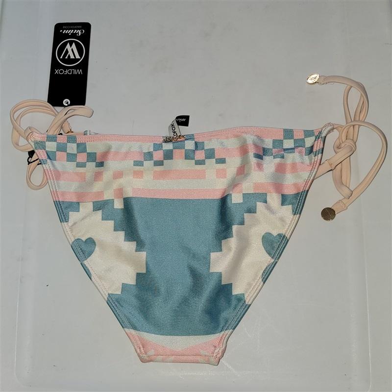 NWT WILDFOX M Aztec String Bikini Bottoms Swim Blue Pink 115170
