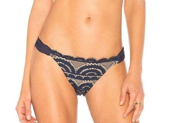 NWOT Pilyq Nautica Navy Lace Cheeky L Side Tab Bikini Swim Bottoms 115184