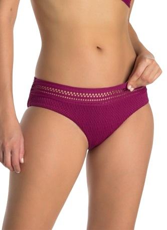 NWOT Robin Piccone Perla XS Maroon Crochet Banded Bikini Swim Bottom 115189