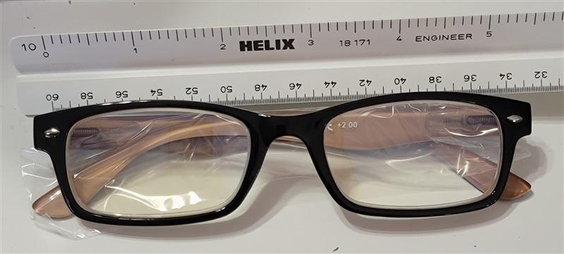 NWT Cess Blue Black Beige Rectangle Reading Glasses 2.0 115213