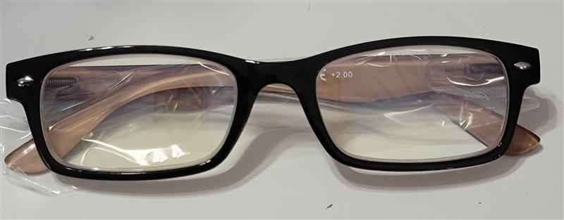 NWT Cess Blue Black Beige Rectangle Reading Glasses 2.0 115213