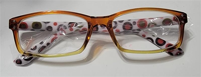 NWT Eye Keppler 1.0 Orange Sheer Polka Dot Rectangle Reading Glasses 115221