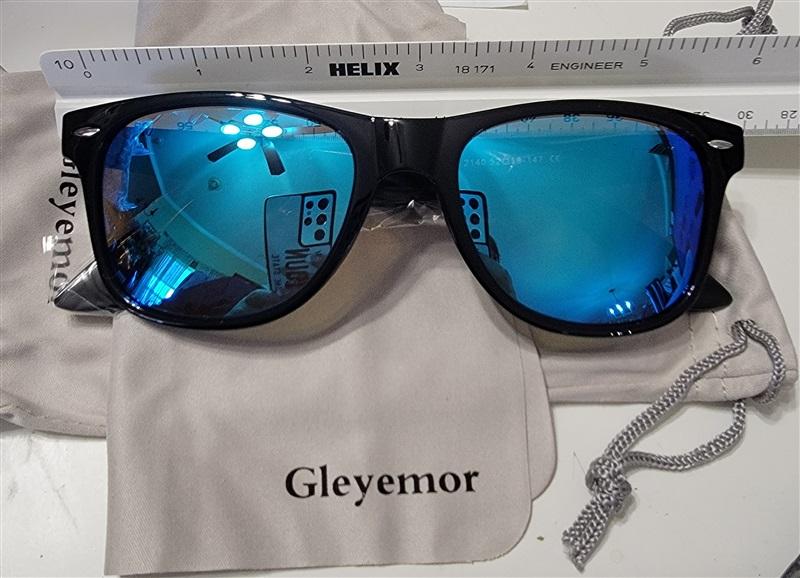 NWT Gleyemor Bright Blue Mirror Black Driving Sunglasses 115228