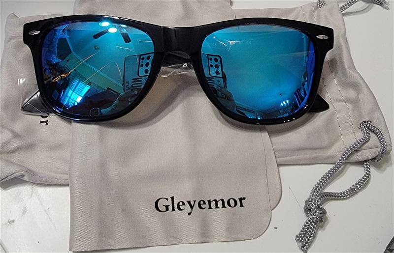 NWT Gleyemor Bright Blue Mirror Black Driving Sunglasses 115228