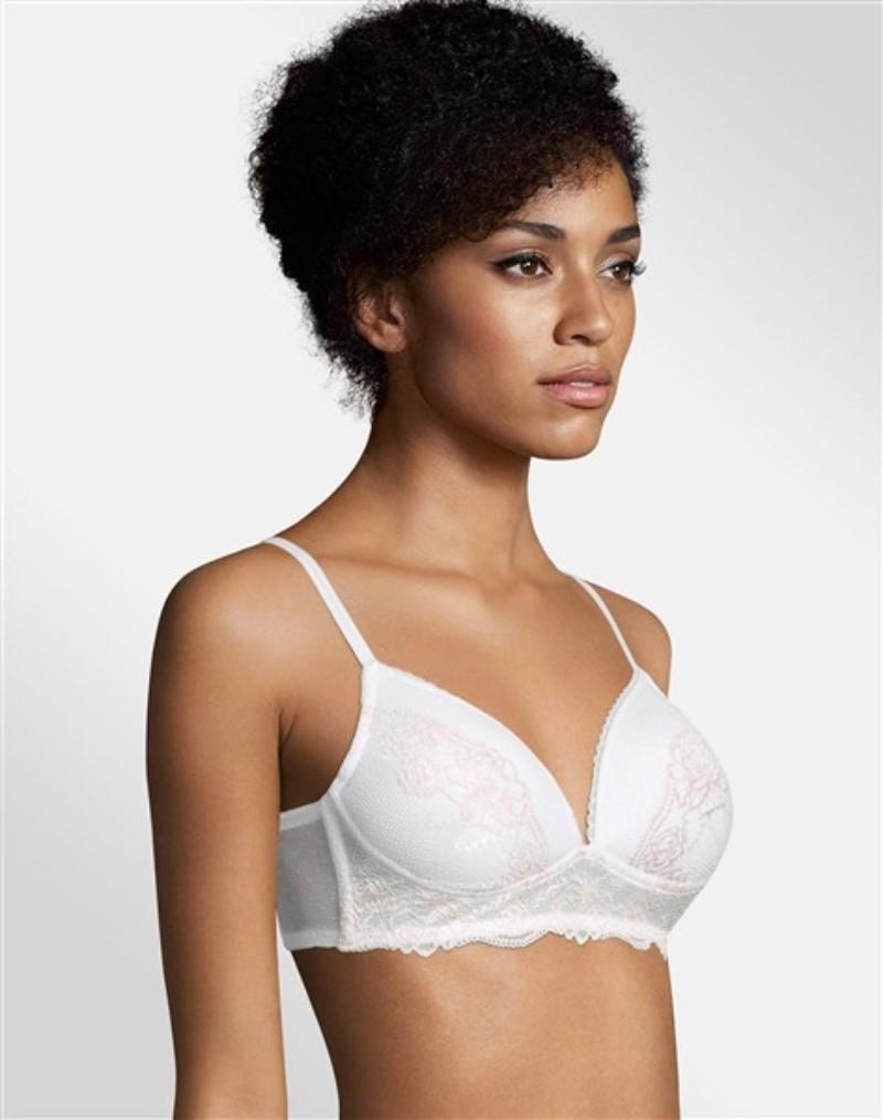 NWOt Maidenform 38C Casual Wirefree Lace Bralette White Pink DM1178 115266