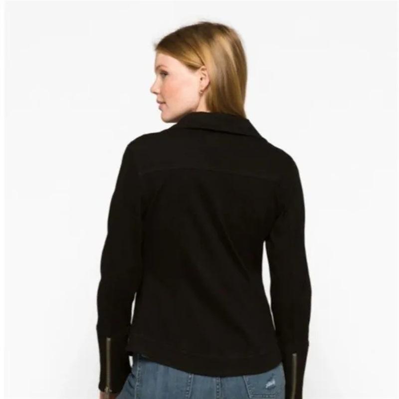 NWT Liverpool M Bradford Moto Denim Jean Jacket Black Stretch Dark Wash 115299