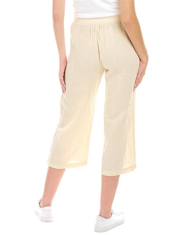 NWT Calme XL Crop Drawstring Pull On Pants Gauze Cream 115311