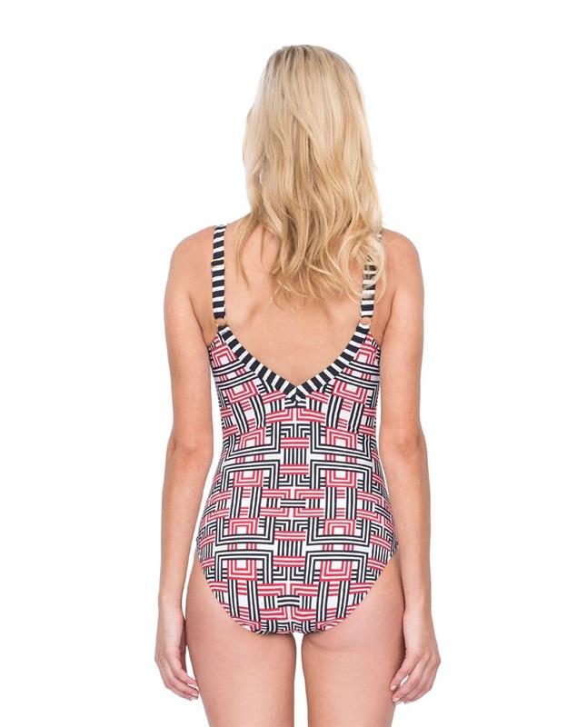NWT Profile Gottex 8 RETRO CHIC V-NECK 1PC SWIMSUIT 115321