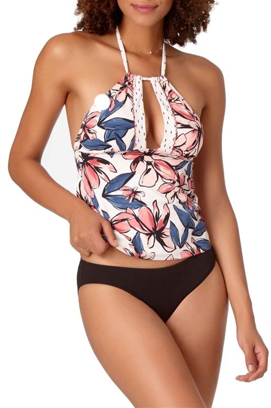 NWOT Anne Cole Studio L High Neck Halter Bondi Tankini 115323