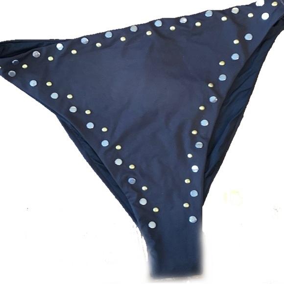 NWT Dolce Vita S Black Studded High-Waist Bikini Swim Bottom 115335