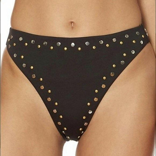 NWT Dolce Vita S Black Studded High-Waist Bikini Swim Bottom 115335