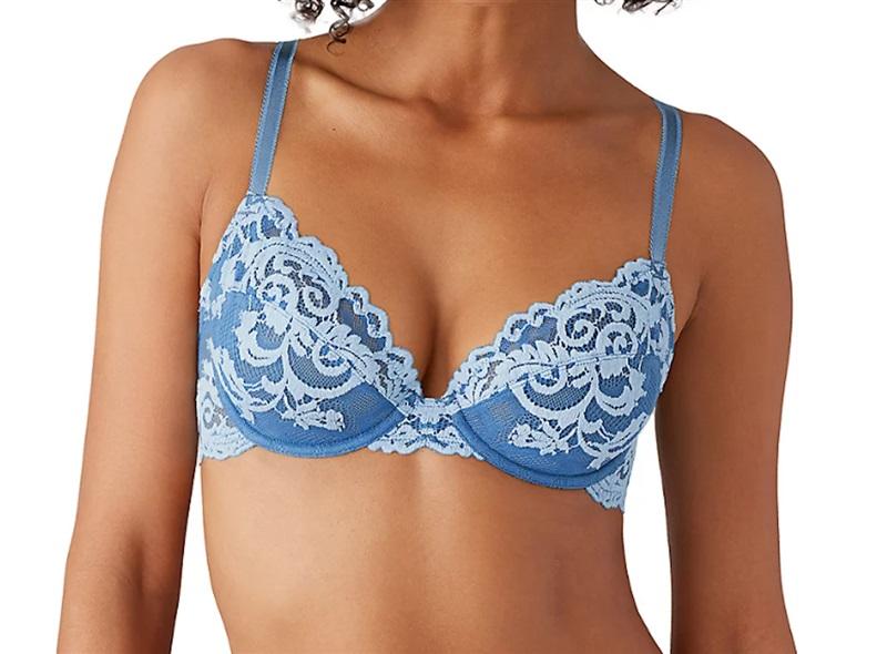 NWT Wacoal 34D Instant Icon Underwire Bra 851322 Blue 115344