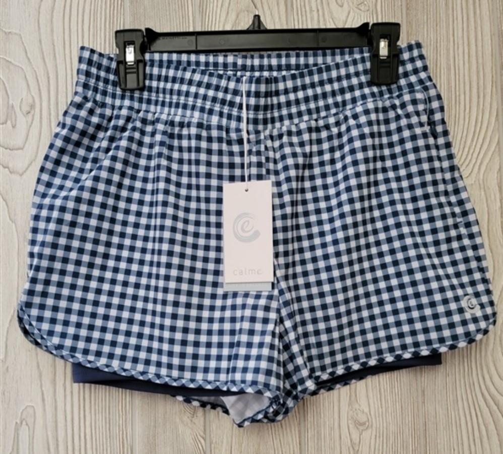 NWT Calme Johnny Was XXL Elements Travel Shorts Gingham Blue 115372