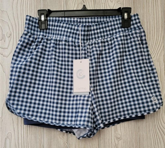 NWT Calme Johnny Was XXL Elements Travel Shorts Gingham Blue 115372