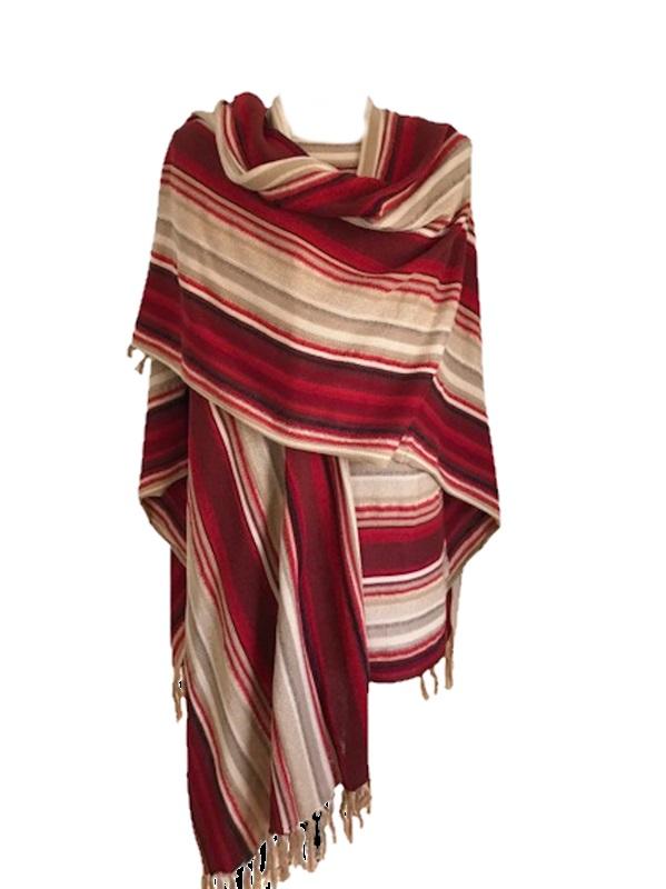 NWT Ralph Lauren L/XL Western Stripe Red Tan Wrap Cape 115424