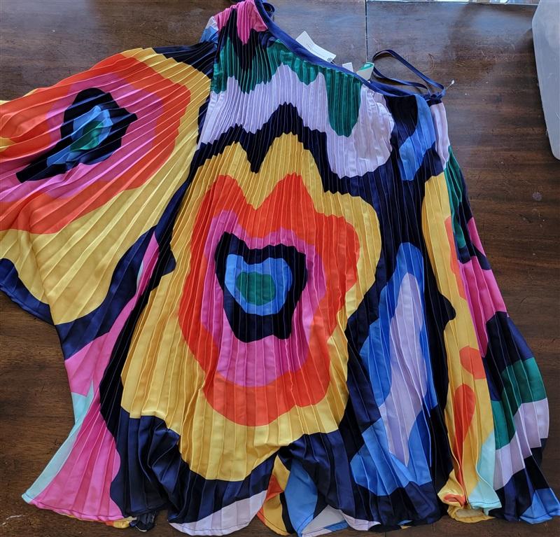 NWTD Hutch Anthropologie S 1 Shoulder Pleated Romper Rainbow 115427
