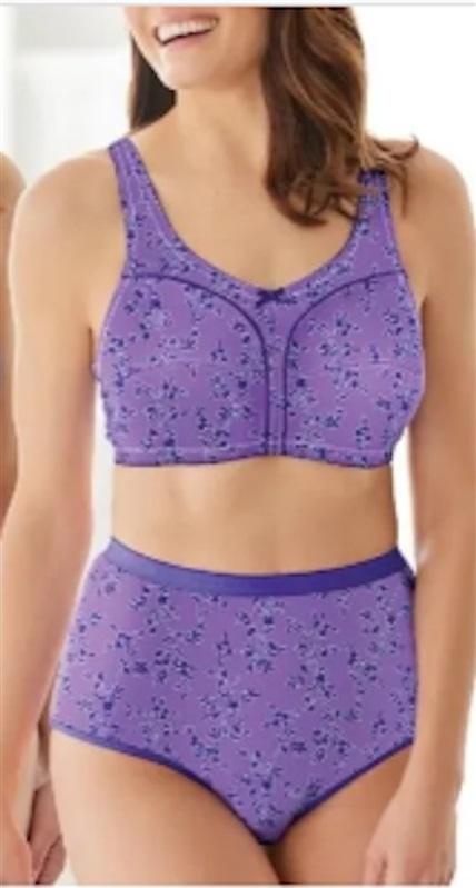 NWOT 46G Comfort Choice Wirefree Back Hook Seamless Leisure Bra Purple 115433