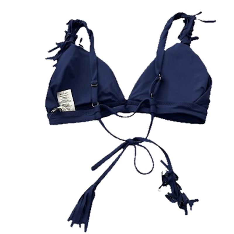 NWT Becca Virtue Dakota Fringe Tassel Tie Back Bikini Top Blue 115434