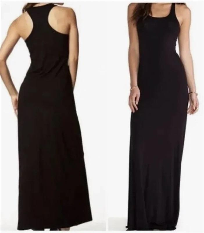 NWT Calme M Racerback Knit Maxi Dress Black 115460