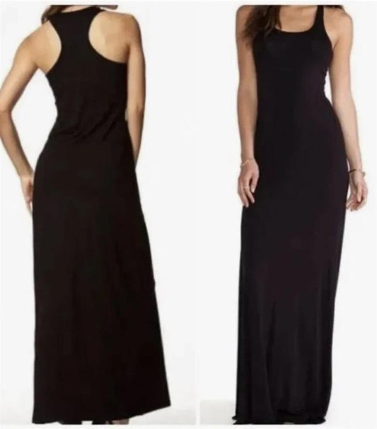 NWT Calme M Racerback Knit Maxi Dress Black 115460