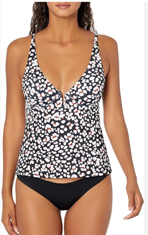 NWT Simpson M Leopard Cool Cats V Wire Tankini Swim Top 115488