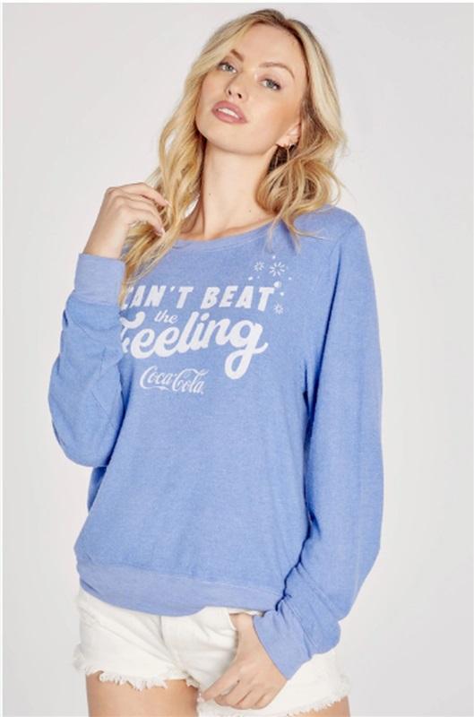 NWT Wildfox M Coca-Cola Can't Beat a Feeling Blue Sweatshirt 115495