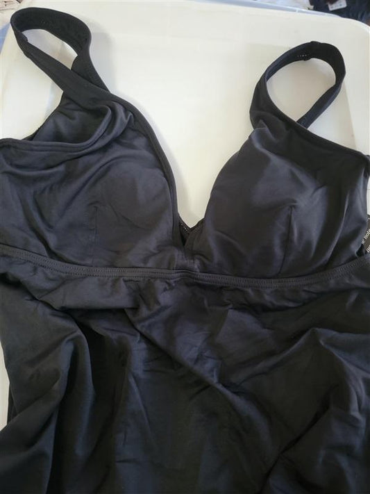 NWT Boston Proper CARMEN MARC VALVO M Underwire TANKINI TOP Black 115525