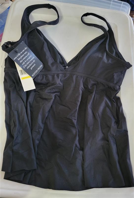 NWT Boston Proper CARMEN MARC VALVO M Underwire TANKINI TOP Black 115525