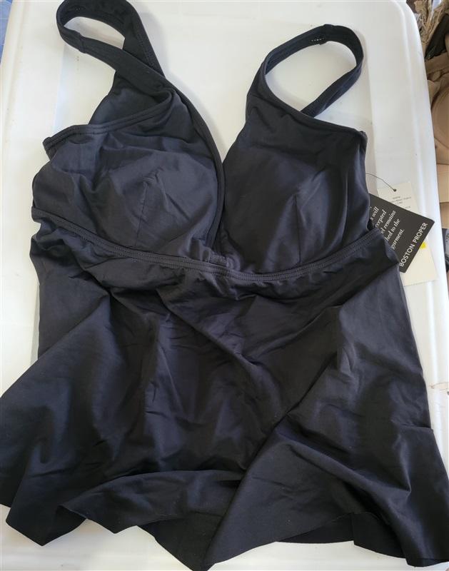 NWT Boston Proper CARMEN MARC VALVO M Underwire TANKINI TOP Black 115525