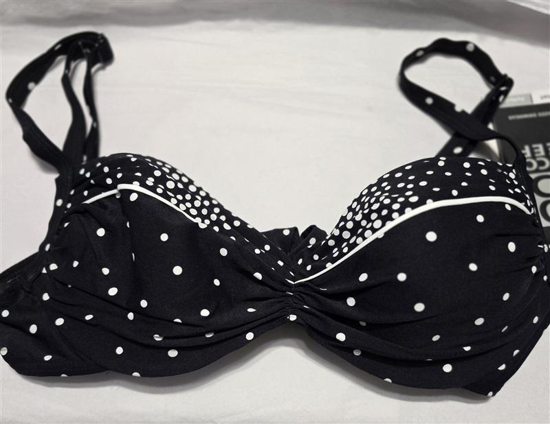 NWT Coco Reef Cast Black 36/38E Spotted Underwired Bikini Swim Top 115526