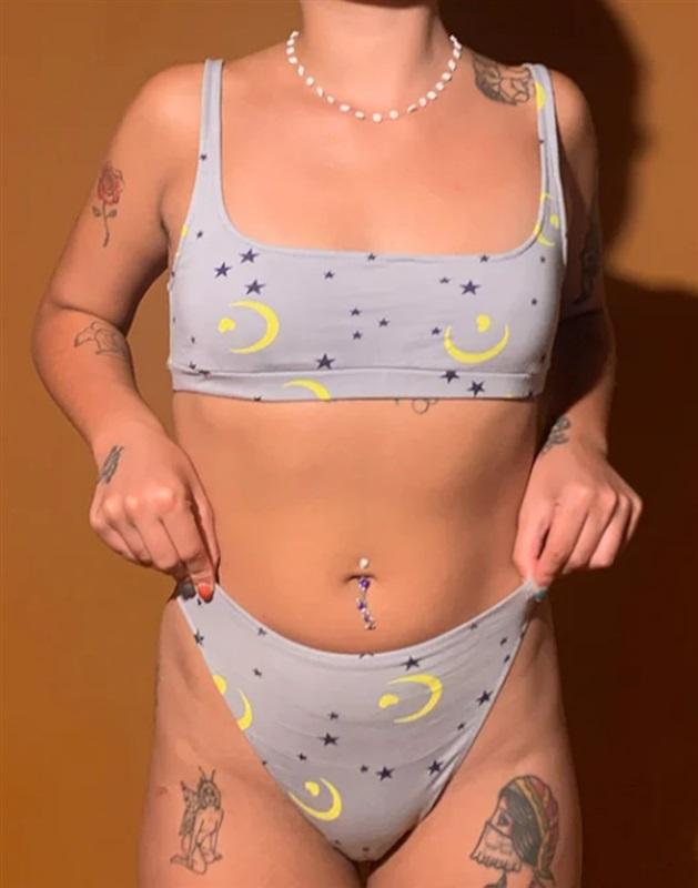 NWT Only Hearts L ORGANIC COTTON MOON & STARS Bikini 115551